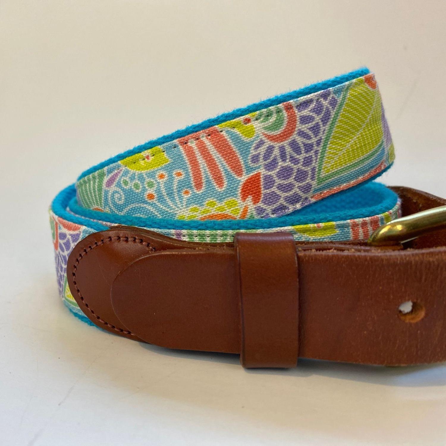 Eliza B. Brown velvet belt Colorful Eliza B. Leather & Fabric Belt With Brass Buckle  main image 2