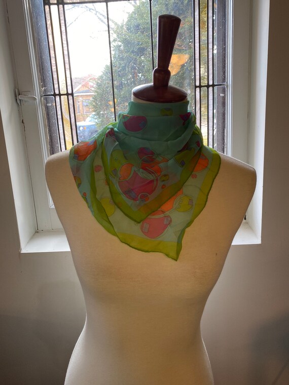 Light Blue Scarf | Vintage Scarf | Floral Scarf |… - image 3