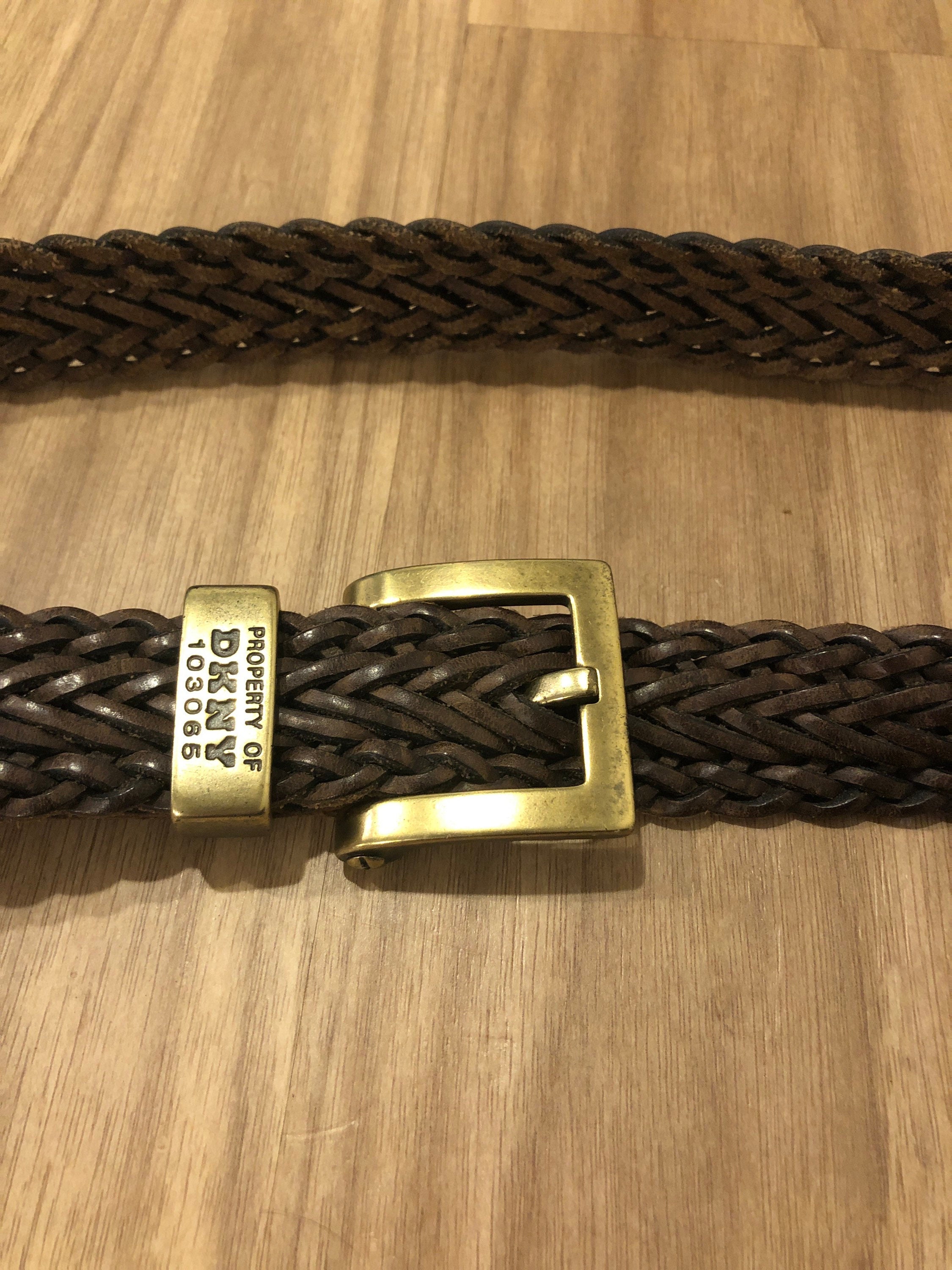 DKNY Dark Brown Belt | Genuine Leather Belt | Woven Belt  display picture 3