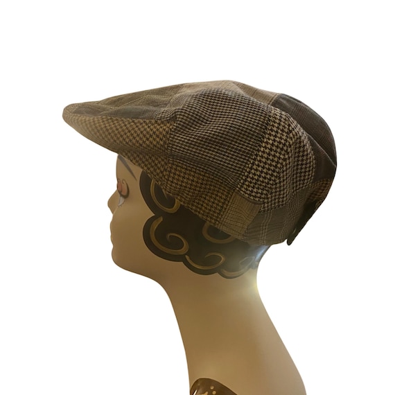 Vintage Houndstooth Patchwork Flat Cap Artisan Cr… - image 4