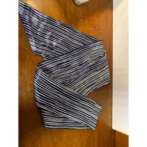 Vintage Navy & White Striped Silky Scarf 60 x 5