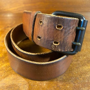 Mens Brown Leather Belt With Black Buckle Old Navy Genuine Leather Size 38 Made In China