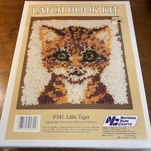 Vintage Natl Yarn Crafts Kitten Latch Hook Kit P341 Little Tiger 12x12 NIP