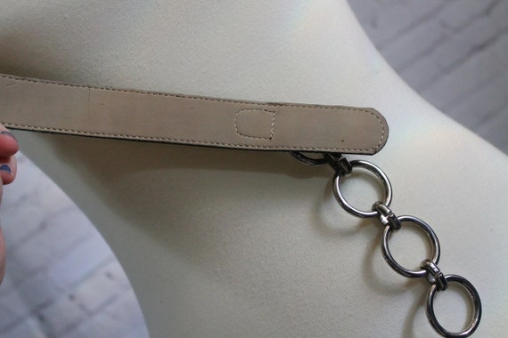 Vintage brown suede belt | silver chain buckle | … - image 6