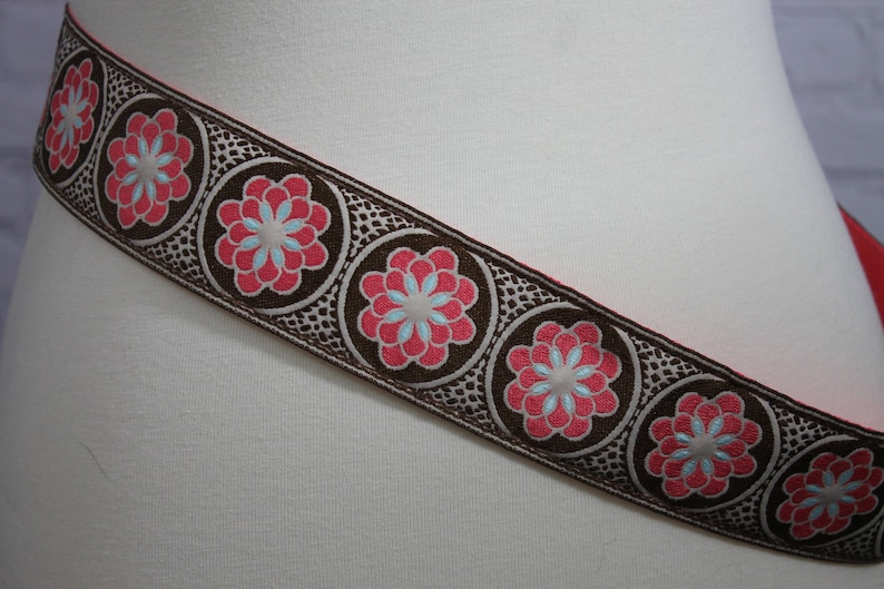 Floral Hippie Belt orange blue brown floral fabric belt with plastic buckle modern style boho festival wear belts3