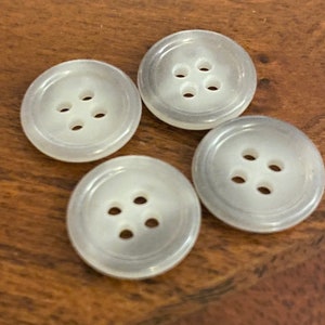 Vintage small buttons | white textured | 4 button set plastic buttons | fashion buttons | cute 4 hole | 5/8”