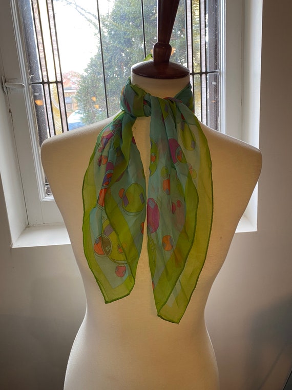 Light Blue Scarf | Vintage Scarf | Floral Scarf |… - image 2