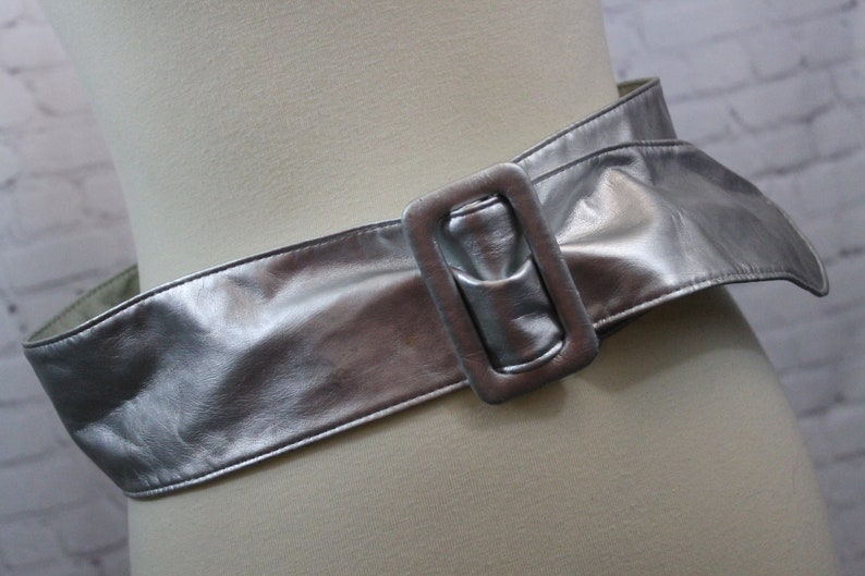 Silver Fabric Belt  Ladies Belt  Vegan Belt  elegant silver image 0