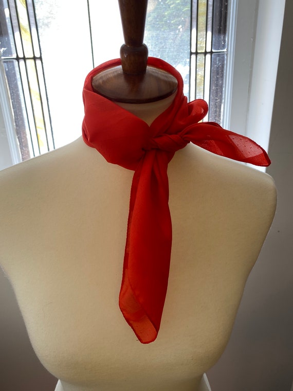 retro scarf | vintage square | blood orange scarf 