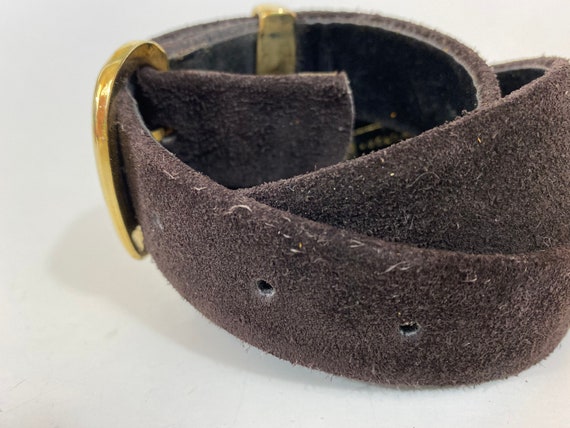 Vintage BRown suede belt | gold buckle | mOrgan t… - image 2