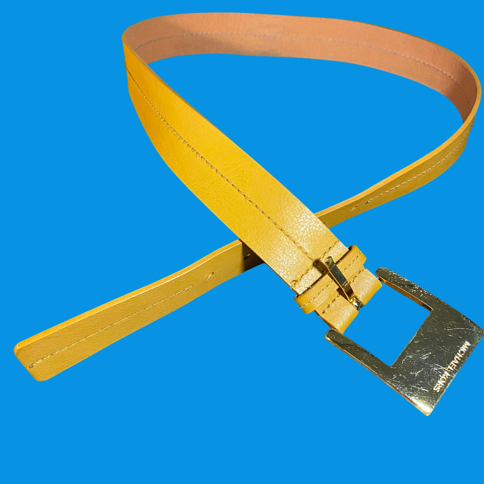 Michael Kors Yellow Belt with Luxurious Leather Design Michael Kors MK Logo Reversible Leather Belt | Neiman Marcus main image 3
