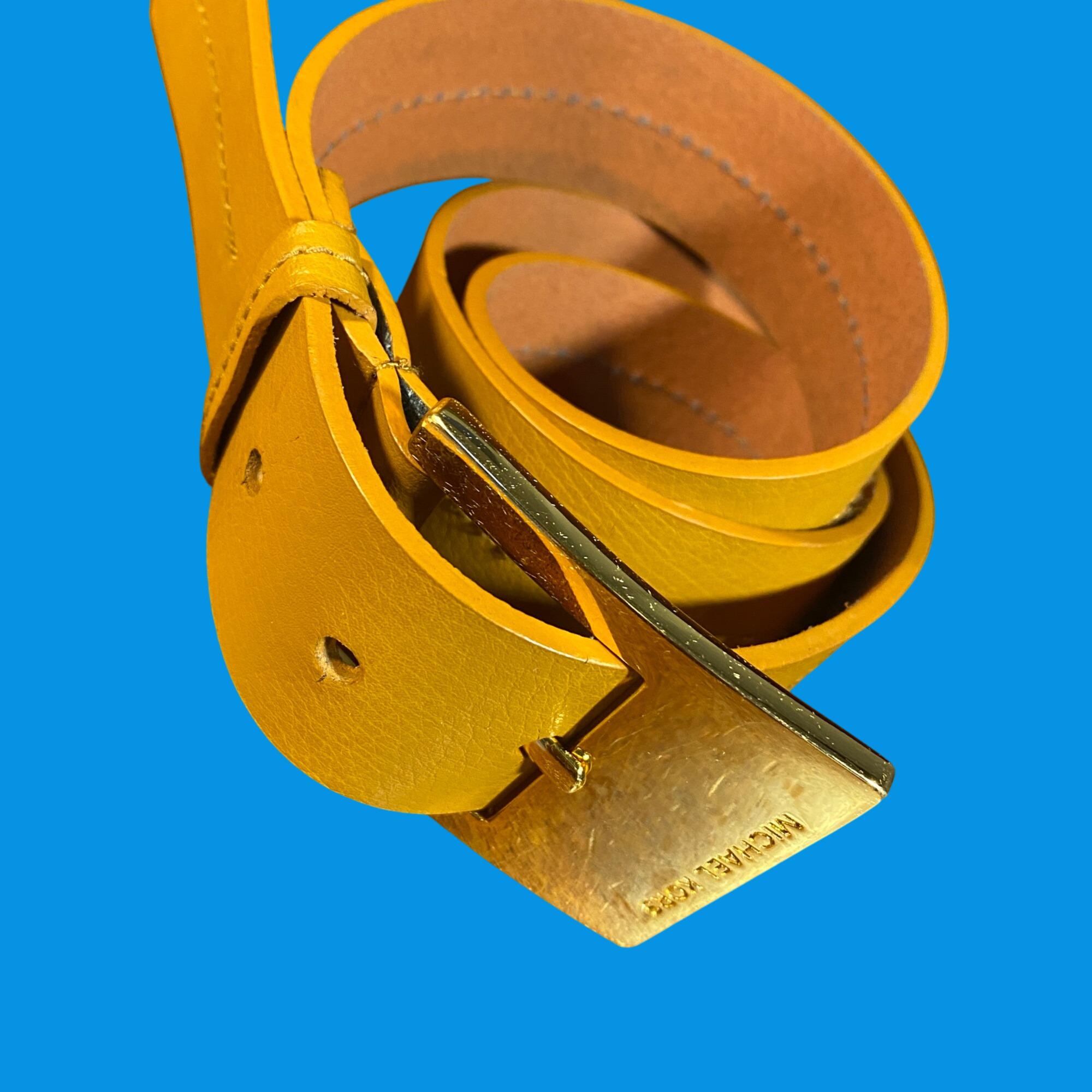 Michael Kors Yellow Belt with Luxurious Leather Design Michael Kors MK Logo Reversible Leather Belt | Neiman Marcus main image 4
