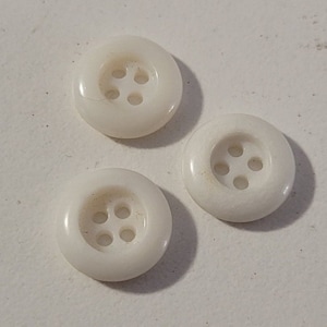Vintage Buttons | White | Fashion | 4 Hole | Sewing Supplies | Crafting | Decorative Button | 1/2” | Rimmed |