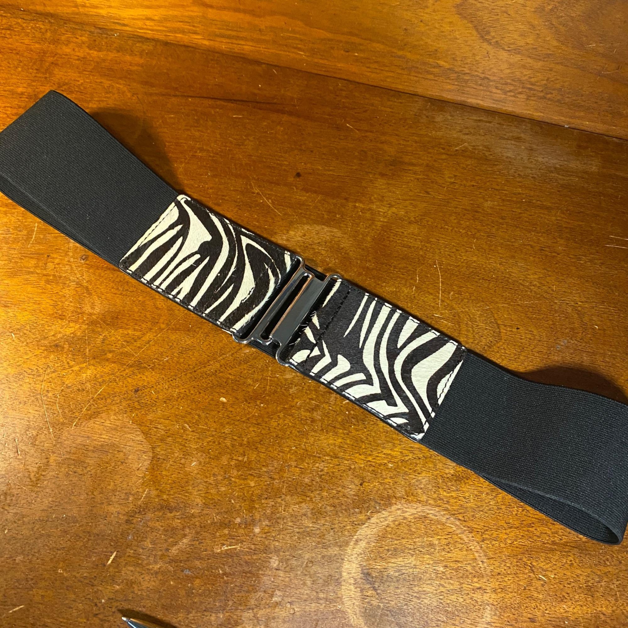 4695 Elastic Waist Belt For Women Zebra Print Wide Cinch Stretchy Modeway Women main image 2