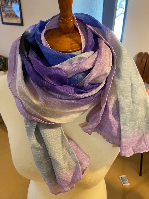 Purple and lavender, black & grey long silky scar… - image 3