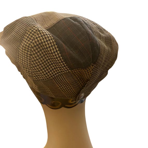 Vintage Houndstooth Patchwork Flat Cap Artisan Cr… - image 5