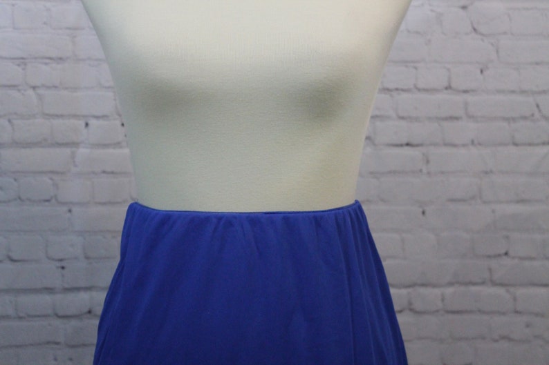 silky royal blue with black lace Blue Lacey half Slip| size small 1970 Seamprufe | satin