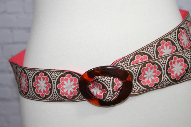 Floral Hippie Belt orange blue brown floral fabric belt with plastic buckle modern style boho festival wear belts3