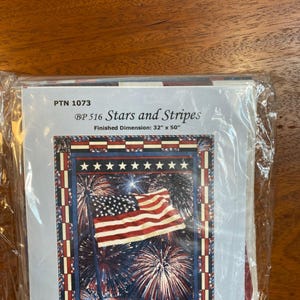 Bayou Patch Designs BP 516 Stars & Stripes Quilt Kit 32&quot; X 50&quot; Finished Size Patriotic Fireworks Flag Fabric