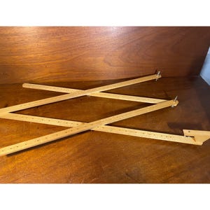 Vintage houten zigzag-meetliniaal / stroomafnemer met doos