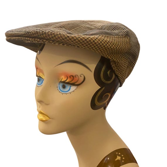 Vintage Houndstooth Patchwork Flat Cap Artisan Cr… - image 3
