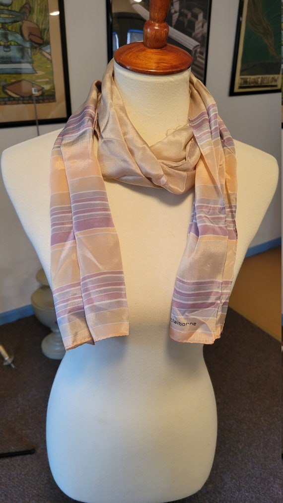 vintage scarf | gold white blue purple pink stripe