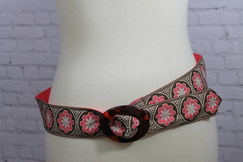 Floral Hippie Belt orange blue brown floral fabric belt with plastic buckle modern style boho festival wear belts3