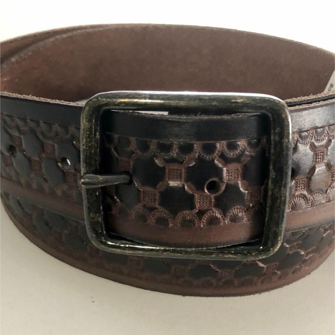 Vintage Retro y2k Lucky Brand Black 100% Leather Brass Buckle Wide Belt Medium Lucky Brand Women main image 2
