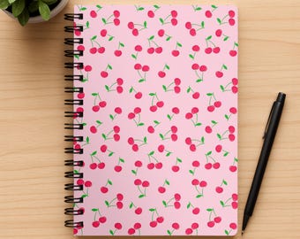 Cherry Notebook Girls Journal Cherry Print Notebook Cute Pink Diary Book Gift Teen Girl Back to School Stationary Gift for Writer Notepad