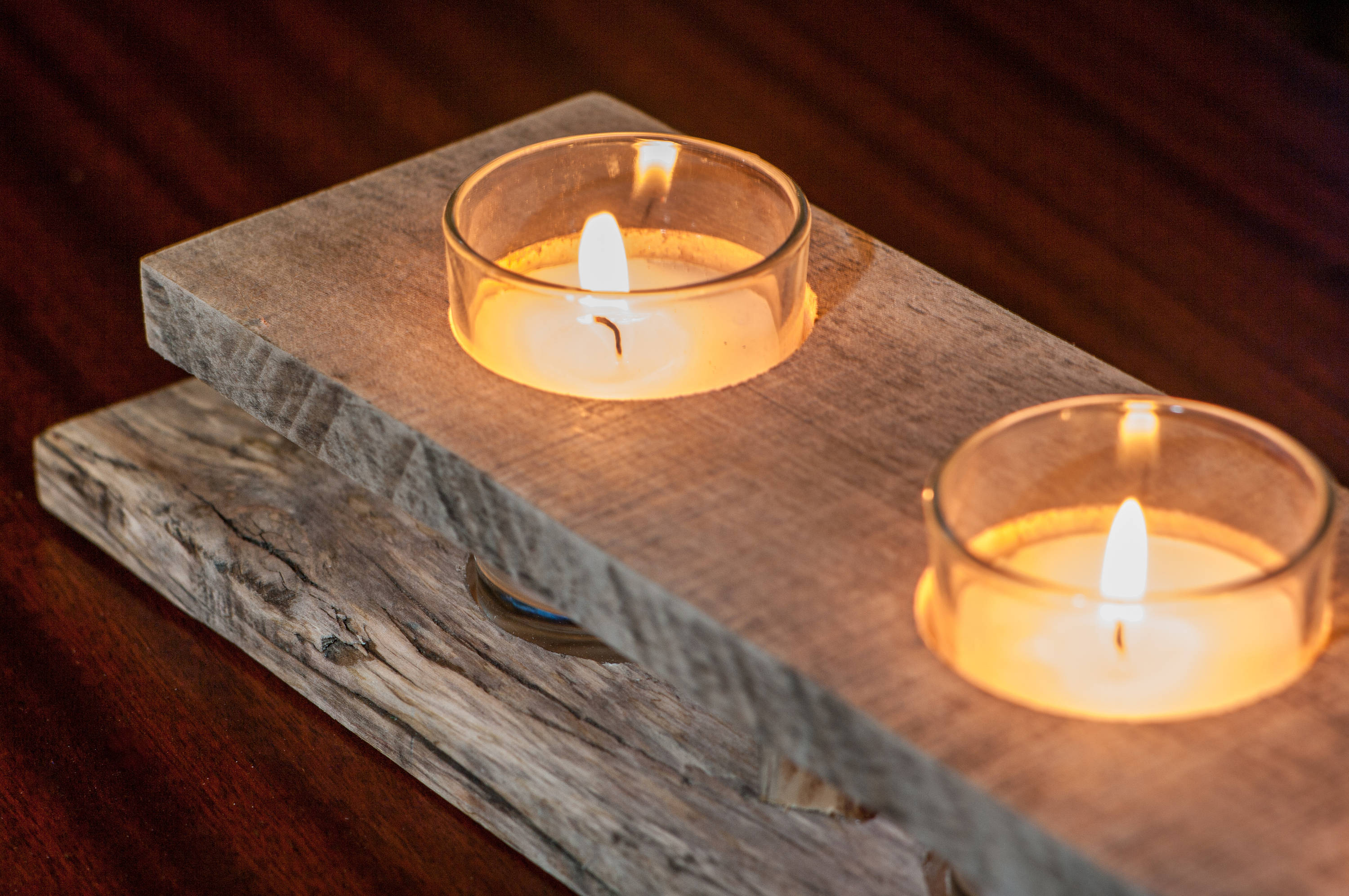 Rustic Wooden Votive Candle Holder Pallet Wood Holiday Table Etsy