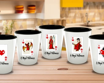 halloween party shot glass set royal flush