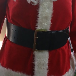 4&quot; Black Leather Santa Belt