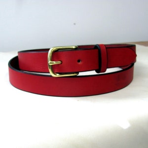 Handcrafted Red Full-Grain English Bridle Leather Belt