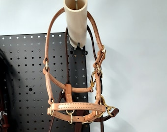 Miniature Horse Adjustable Leather Halter - 3/4-inch
