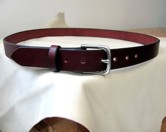 Handmade Burgundy Full-Grain Leather Belt