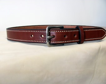 Brown Handmade Oak Bark Men's Leather Belt Hand-stitched - Etsy