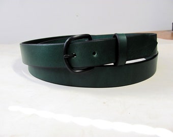 Handcrafted Green Full-Grain English Bridle Leather Belt