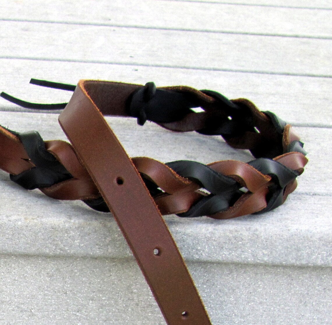 Braided Leather Gun Sling with Slide Loops Etsy