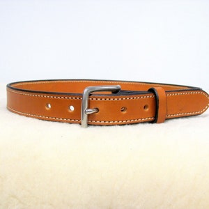 Handmade English Tan Stitched Leather Belt