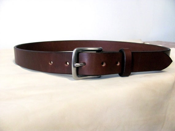 Handcrafted Walnut (chocolate) Full Grain Leather Belt - Etsy display picture 2