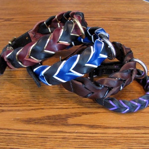 Leather Braided Dog Collars - 1-1/8&quot; Wide