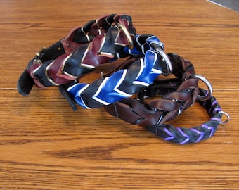 Leather Braided Dog Collars - 1-1/8" Wide