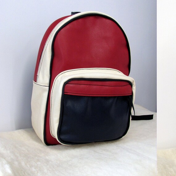 Handcrafted Leather Backpacks - Red, White, and Blue - Etsy display picture 3