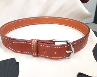 Handcrafted Chestnut Stitched Leather Belt