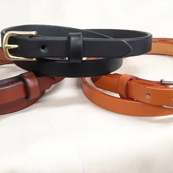 Skinny / Narrow Leather Belts - 3/4" Wide - Various Colors Available