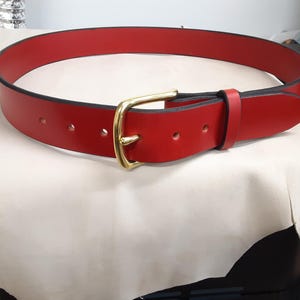 Handcrafted Red Full-Grain English Bridle Leather Belt