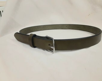 Handcrafted Olive Green Full-Grain Leather Belt