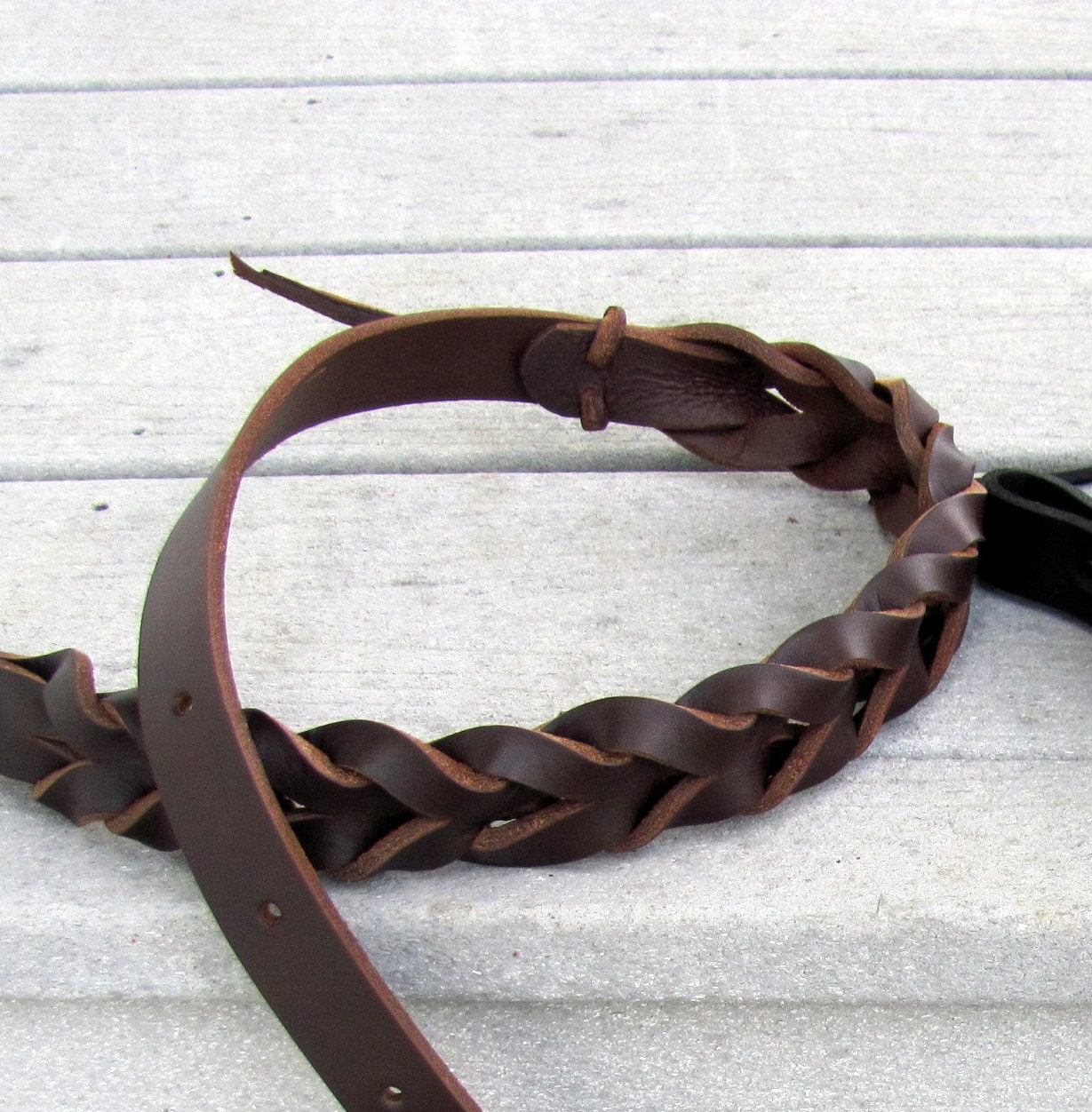 Braided Leather Gun Sling with Slide Loops Etsy
