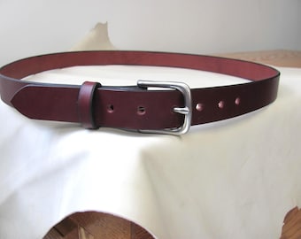 Handmade Burgundy Full-Grain Leather Belt