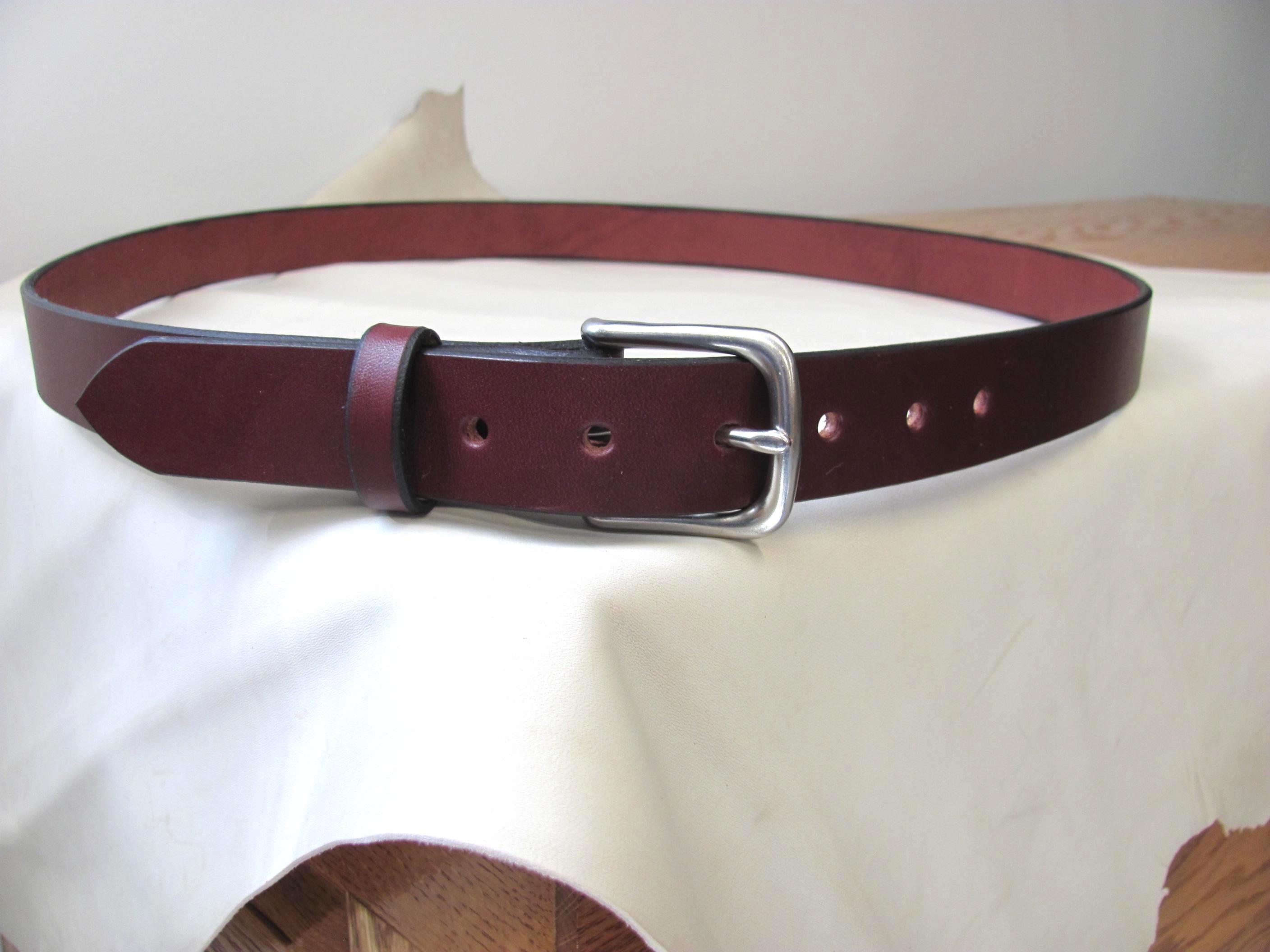 Handmade Burgundy Full-Grain Leather Belt